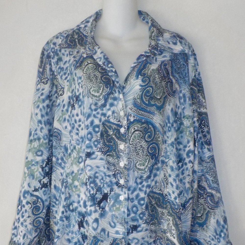 Jennifer Lloyd Woman blouse sz 1X 14W 16W blue